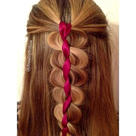Four Strand With Ribbon Hairstyles How To Ribbon Hairstyle Hair Styles Hair Arrange
