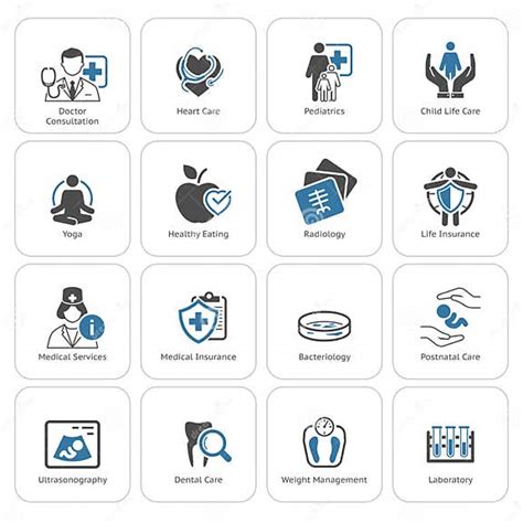 Medical And Health Care Icons Set Flat Design Stock Vector