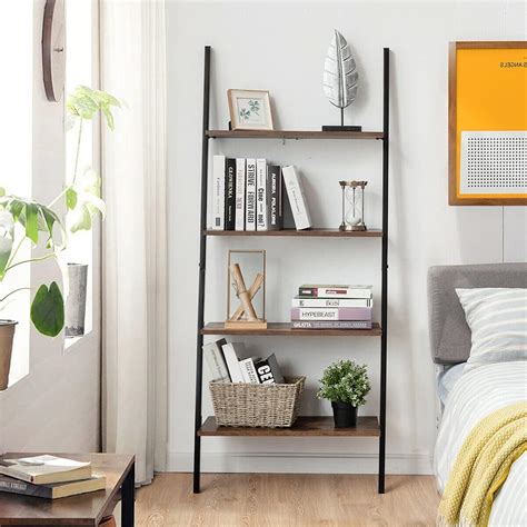 Iwell Ladder Shelf 4 Tier Ladder Bookshelf Leaning India Ubuy