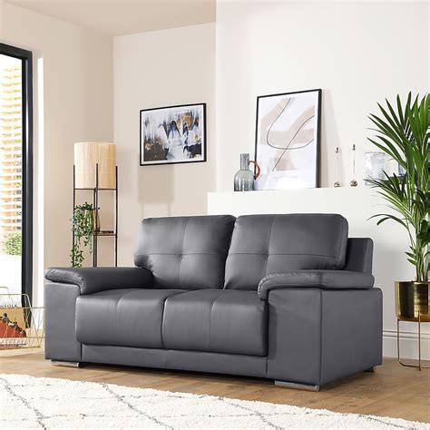 Kansas Grey Leather 2 Seater Sofa | Furniture And Choice