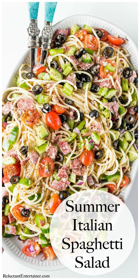 Light, fresh, and colorful, with a zingy italian taste, you can eat this as a side dish or a main meal. A Summer Italian Spaghetti Salad recipe with Italian ...