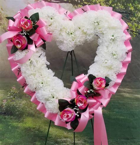 Open Heart Wreath Bright Pink Cream Wreath Sympathy Wreath Etsy In