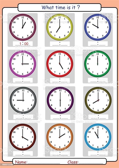 Telling Time Worksheet What Time Is It Stock Illustration