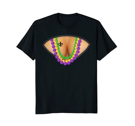 New Orleans Funny Mardi Gras Beads Flash Cleavage T Shirt Clothing
