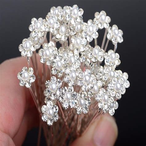 20pcs Fashion Wedding Bridal Pearl Flower Clear Crystal Rhinestone Hair Pins Clips Bridesmaid