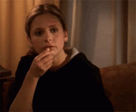 Eating Popcorn Buffy The Vampire Slayer Gif Eating Popcorn Buffy The