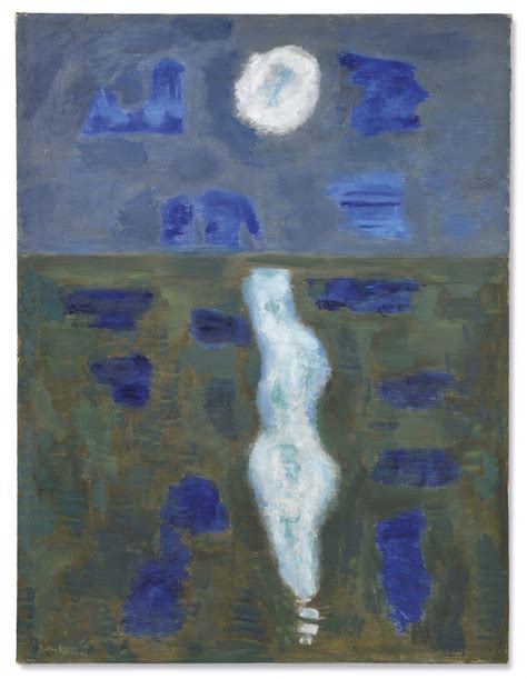 Milton Avery White Moon Signed And Dated Milton Avery Lower Right Oil On