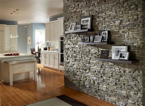 Is this not the most beautiful accent wall you have ever seen ? Stacked stone accent wall with floating shelves. | Accent ...