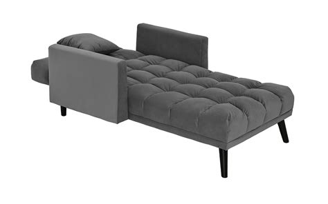 Modern Velvet Recliner Sleeper Chaise Lounge Dark Gray