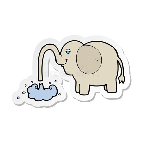 Sticker Of A Cartoon Elephant Squirting Water Stock Vector Illustration Of Funny Silly