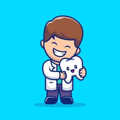 Lindo Dentista Con Ilustración De Icono De Vector De Dibujos Animados