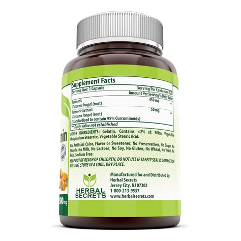 Herbal Secrets Turmeric Curcumin 500 Mg 120 Capsules Amazing Nutrition