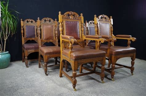 Elegant design marries quality craftsmanship in the dining chair. Antique Carved Oak Dining Chairs c1890-Painted Vintage ...