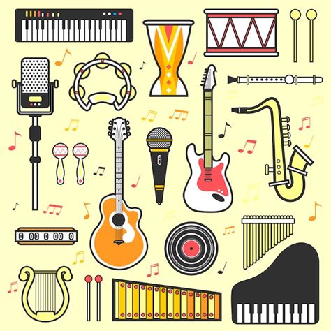 Conjunto De Vectores De Instrumentos Musicales Vector Premium
