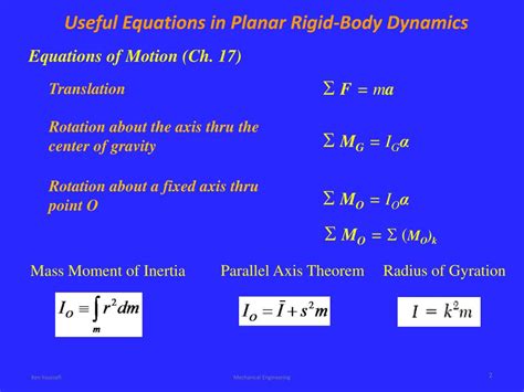 Ppt Useful Equations In Planar Rigid Body Dynamics Powerpoint