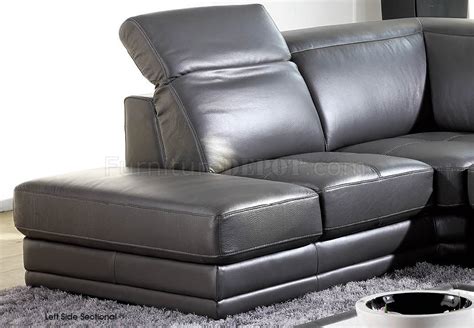 Dark Grey Full Genuine Italian Leather Modern Sectional Sofa