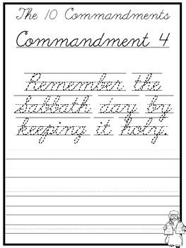 You shall have no other gods before me. The 10 Commandments Cursive Writing Worksheets. 2nd-5th ...