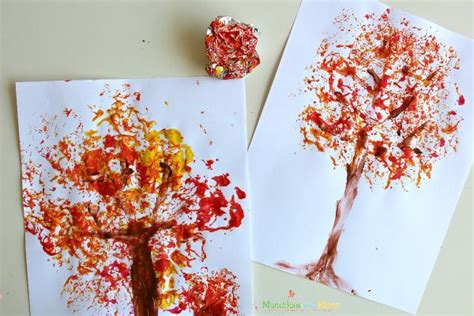 Foil Printed Fall Tree Art Munchkins And Moms Kids