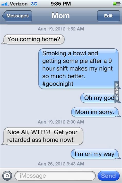 Tried To Tweet But Texted Mom Instead 9gag