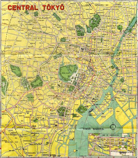 It is the capital of japan and is the 2nd largest city. 1948 Central Tokyo Map | Illustrated map of major ...