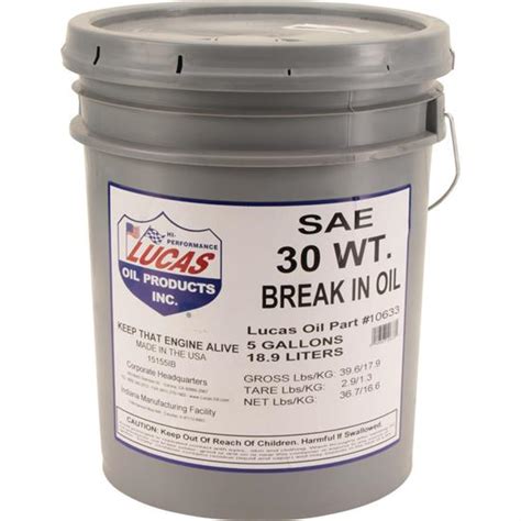 Detergent oil + additive can actually reduce the run for 500 mi. Lucas Oil 10630 SAE 30 Engine Break-In Oil 5 Gal | eBay
