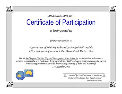 Certificate Of Participation Word Template Throughout Certificate Of