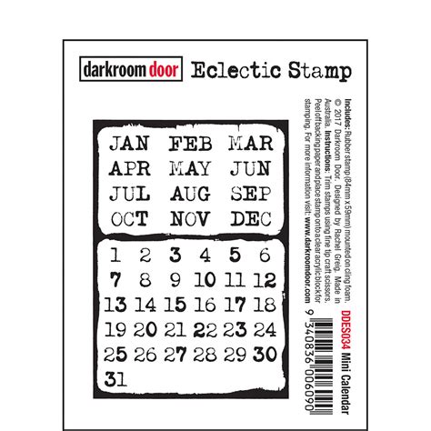 Mini Calendar Rubber Eclectic Stamp Stämpel Med Kalender Från