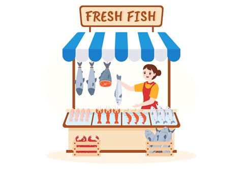 Premium Vector Fish Store To Market Various Fresh And Hygienic
