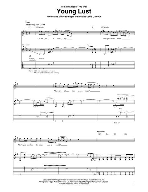 Young Lust By Pink Floyd Guitar Tab Guitar Instructor