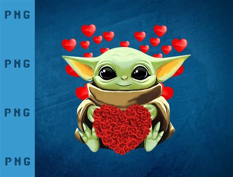 Valentine Baby Yoda Png Yoda Heart Clipart Valentines T Etsy