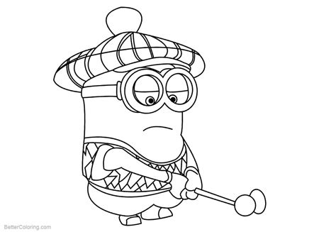 Free cartoon style coloring sheets of lightning mcqueen, sally, rusty, tow mater, luigi and sheriff. Minion Coloring Pages Play Golf - Free Printable Coloring ...