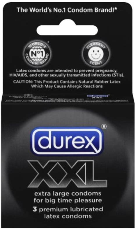 Durex Xxl Condoms Lubricated Latex 3 Each Pack Of 6
