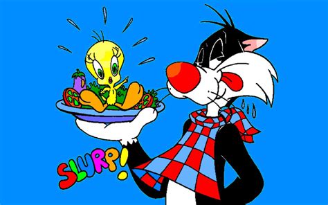 Cartoon Tweety Bird And Sylvester Cat Salad With Chicken Desktop ...