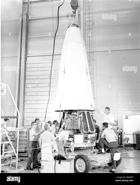 Atlas 111d Details Shroud Being Lowered On Agena Space Craft Stock