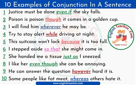 10 Examples Of Conjunction Sentences