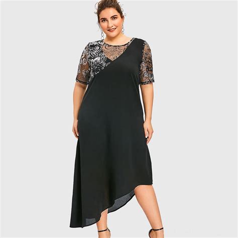 Wipalo Women Sparkly Party Dresses Plus Size Xl Sequined Asymmetric