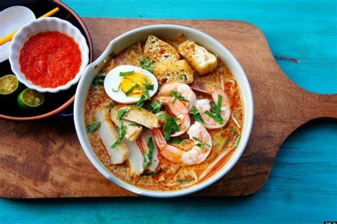 Laksa consists of thick wheat noodles or rice vermicelli with chicken, prawn or fish. singapore laksa recipe
