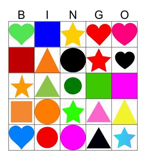 Color Shapes Bingo Card