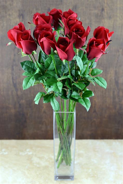 Dozen Long Stem Red Roses Artificial Roses