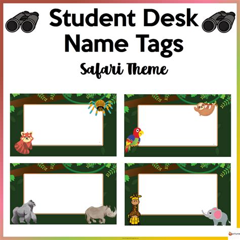 Safari Theme Desk Name Tags Editable Made By Teachers