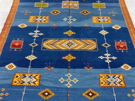 Soft Blue Rug Moroccan Handwoven Rug Vintage Taznakht Kilim Etsy