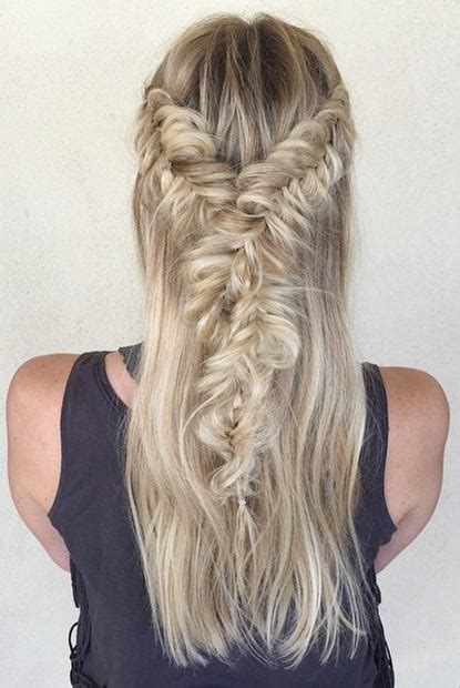 The silky smooth tresses let loose at the back along with a side braided tail looks elegant french braid. 26 Stunning Half Up, Half Down Hairstyles | StayGlam