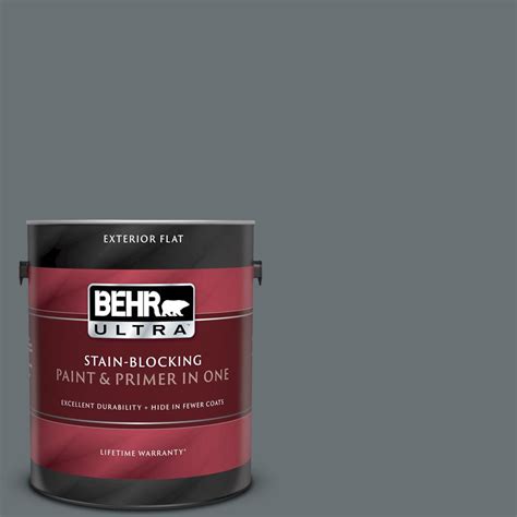 Behr Ultra 1 Gal Mq5 28 Dawn Gray Flat Exterior Paint And Primer In