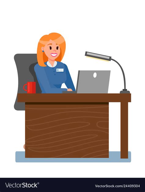 Female Boss In Private Office Royalty Free Vector Image