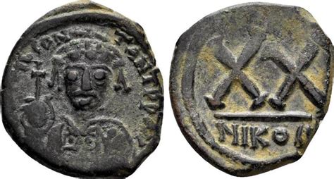 Byzantine Empire Half Follis Tiberius Ii Constantine 578 582 Large Xx