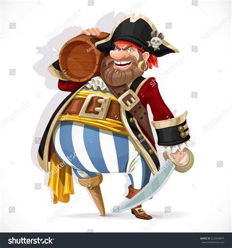 Old Pirate With A Wooden Leg Holding A Keg Of Rum Stock Vector