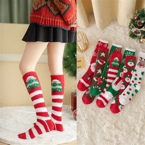 Woman Socks Christmas T Winter Long Socks Coralline Female Warm Thick Funny Snowflake Elk