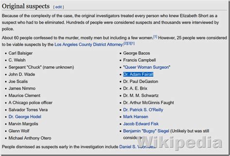 Black Dahlia Suspect Dr Adam Fairall Another Wikipedia Prank