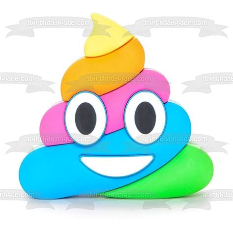 Rainbow Unicorn Poop Ice Cream Emoji Edible Cake Topper Image Abpid018