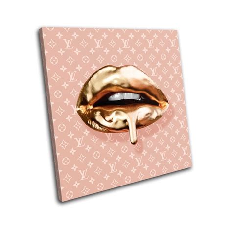Gold Dripping Lips Make Up MUA Fashion SINGLE Canvas Art Print Etsy UK